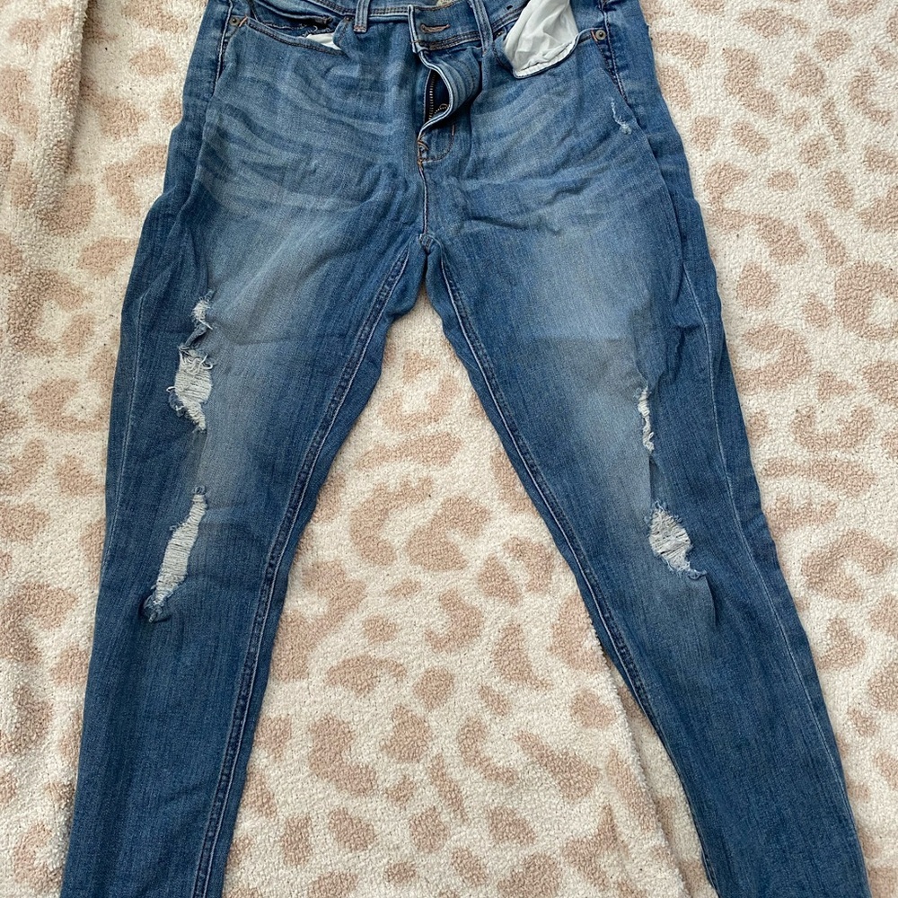 Express Stylish Blue Distressed Women's Jeans